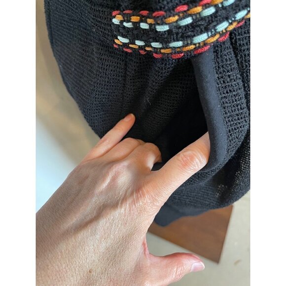 See U Soon Black Aztec Embroidered Belt Cap Sleeve Fit And Flare‎ Dress Size S - Picture 6 of 11